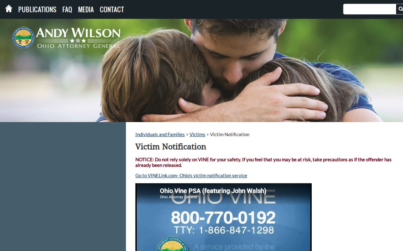 Ohio VINE custody and release notification resource for Morrow County users